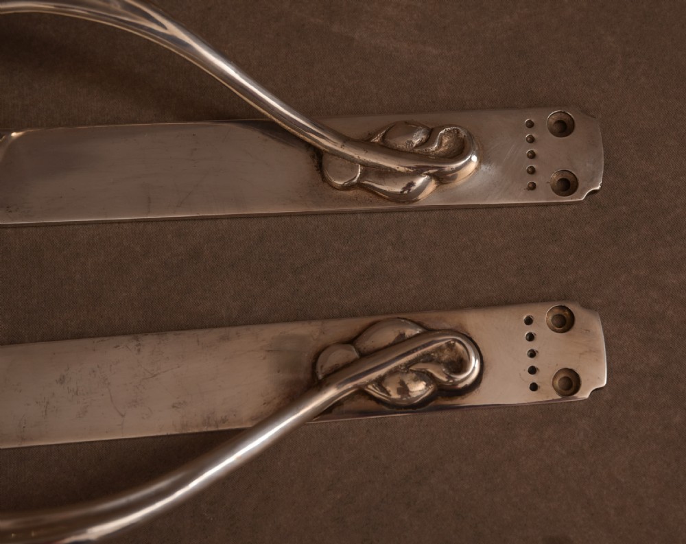 2 pair of Fabulous silver plated Art Nouveau movement door handles View IV