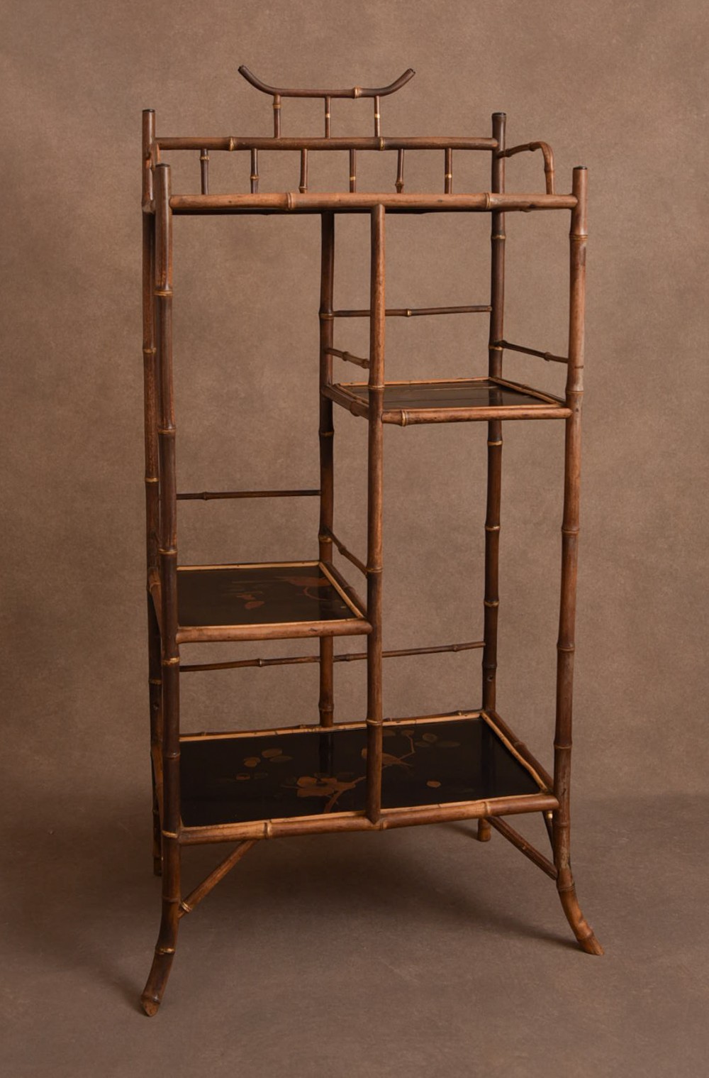 Edwardian Japanese bamboo and lacquer stand  