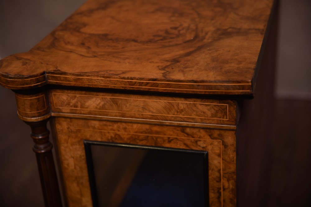 Beautiful Victorian burr walnut dwarf side cabinet   View XVI