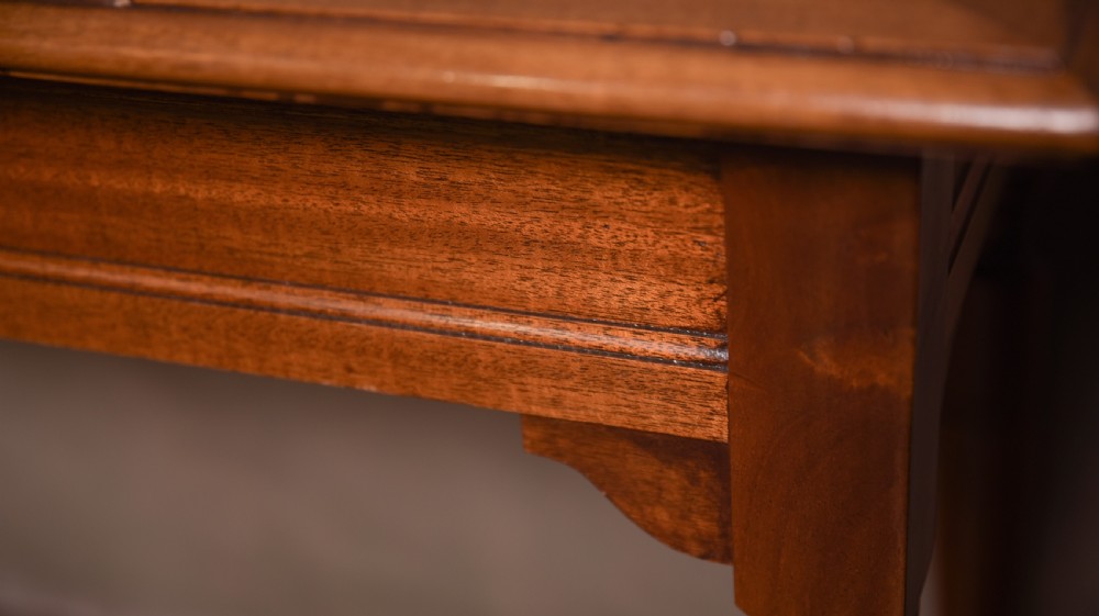 Victorian Mahogany hall table with leather inserted top  View VII