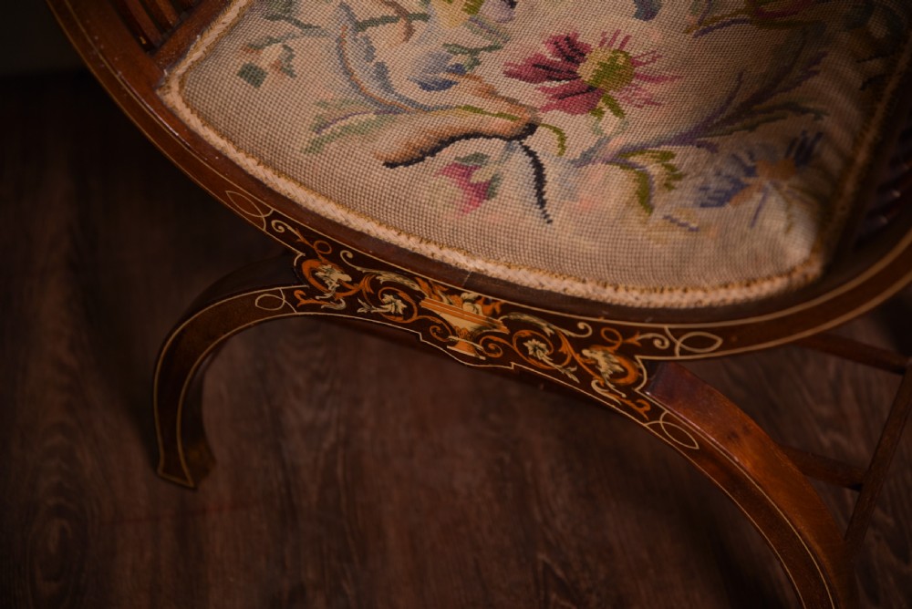 Outstanding quality Edwardian Marquetry inlaid Mahogany windoe seat View VII
