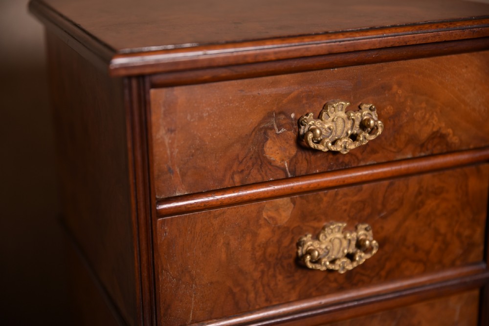 Edwardian Burr walnut 4 drawer miniature chest  View VI