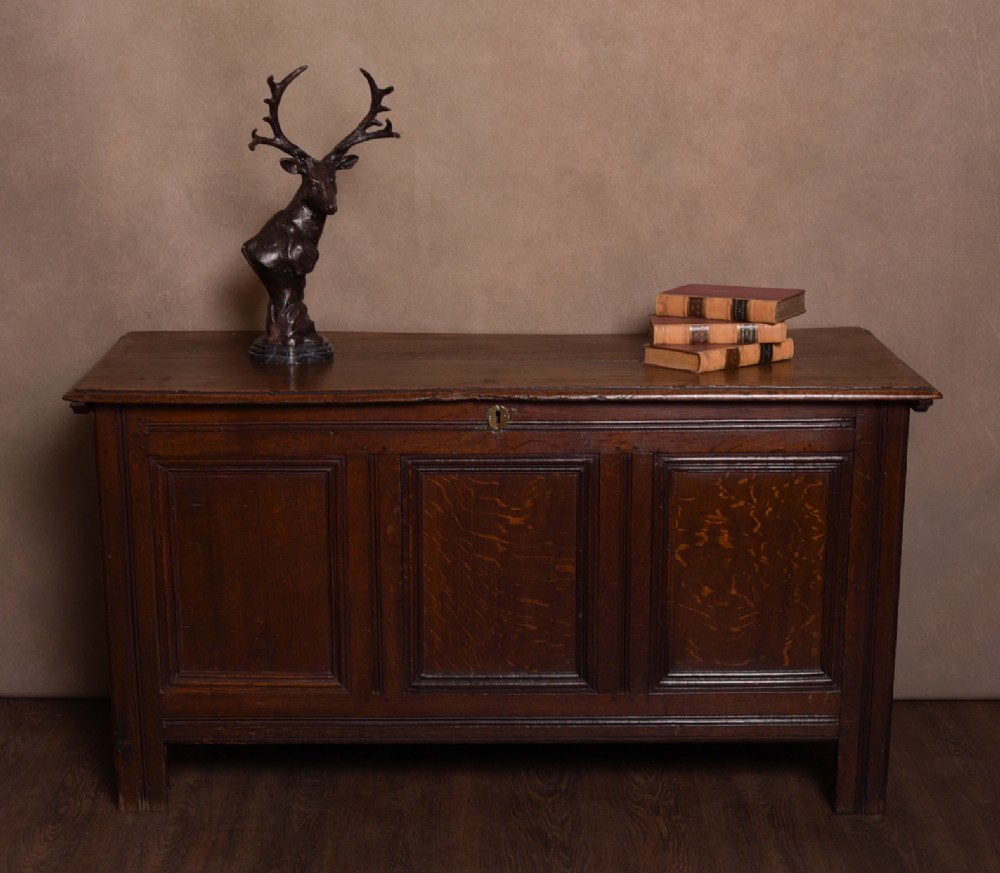 18th Century oak 3 panel coffer 