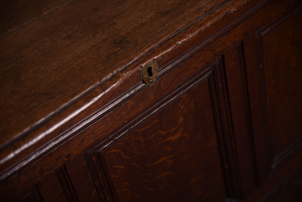 18th Century oak 3 panel coffer  View II