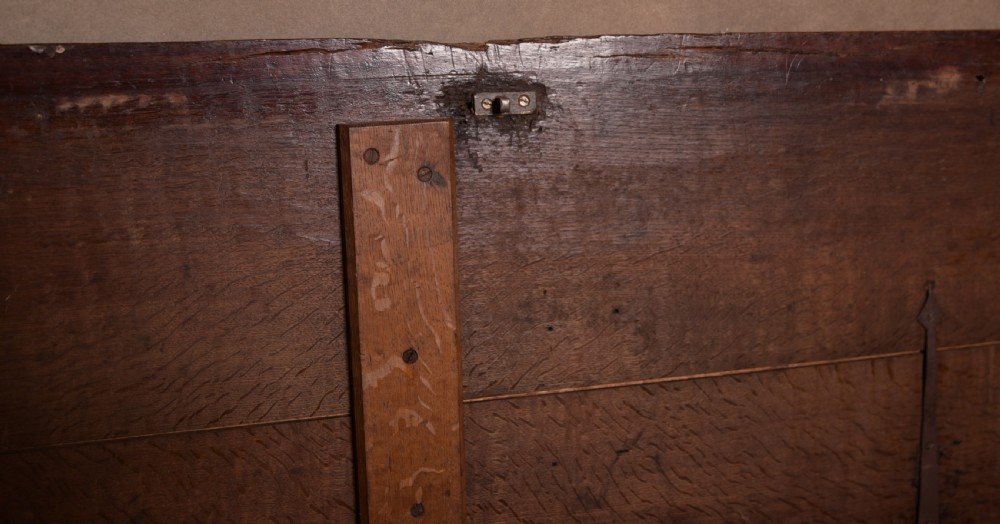 18th Century oak 3 panel coffer  View XIII