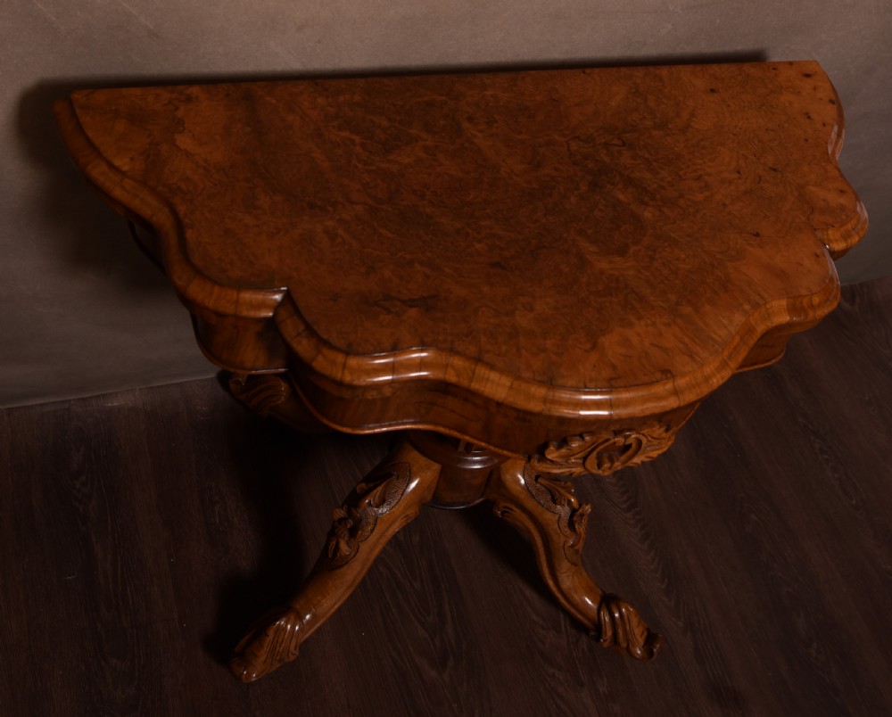 Stunning Victorian Burr Walnut Card Table View V