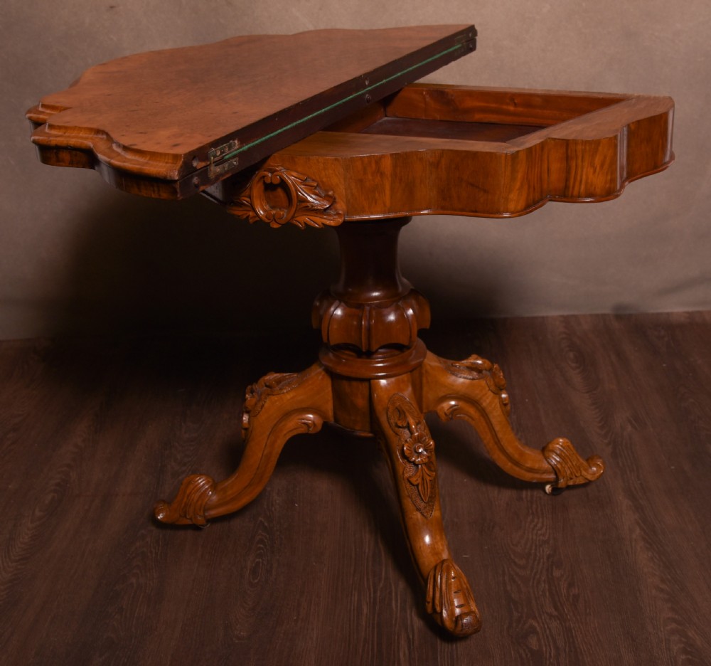 Stunning Victorian Burr Walnut Card Table View VI