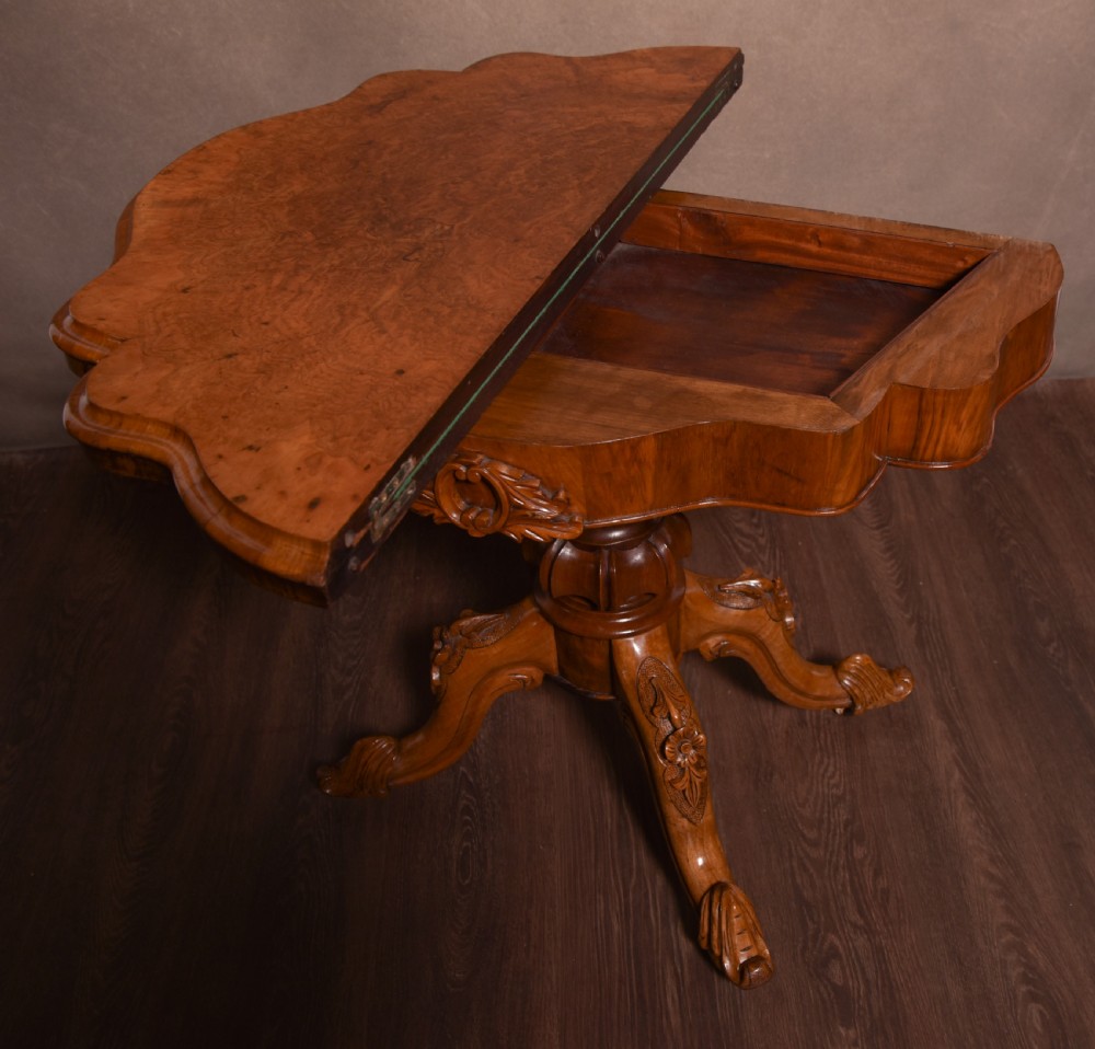Stunning Victorian Burr Walnut Card Table View VII