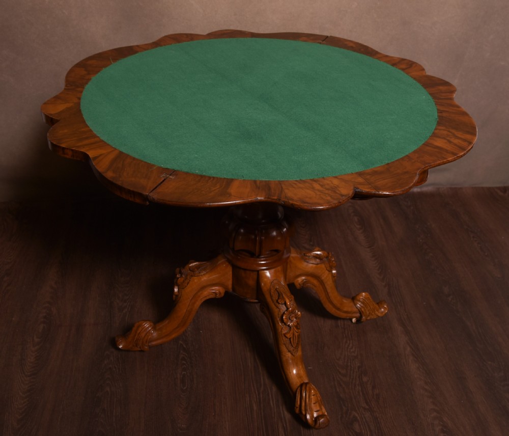 Stunning Victorian Burr Walnut Card Table View IX