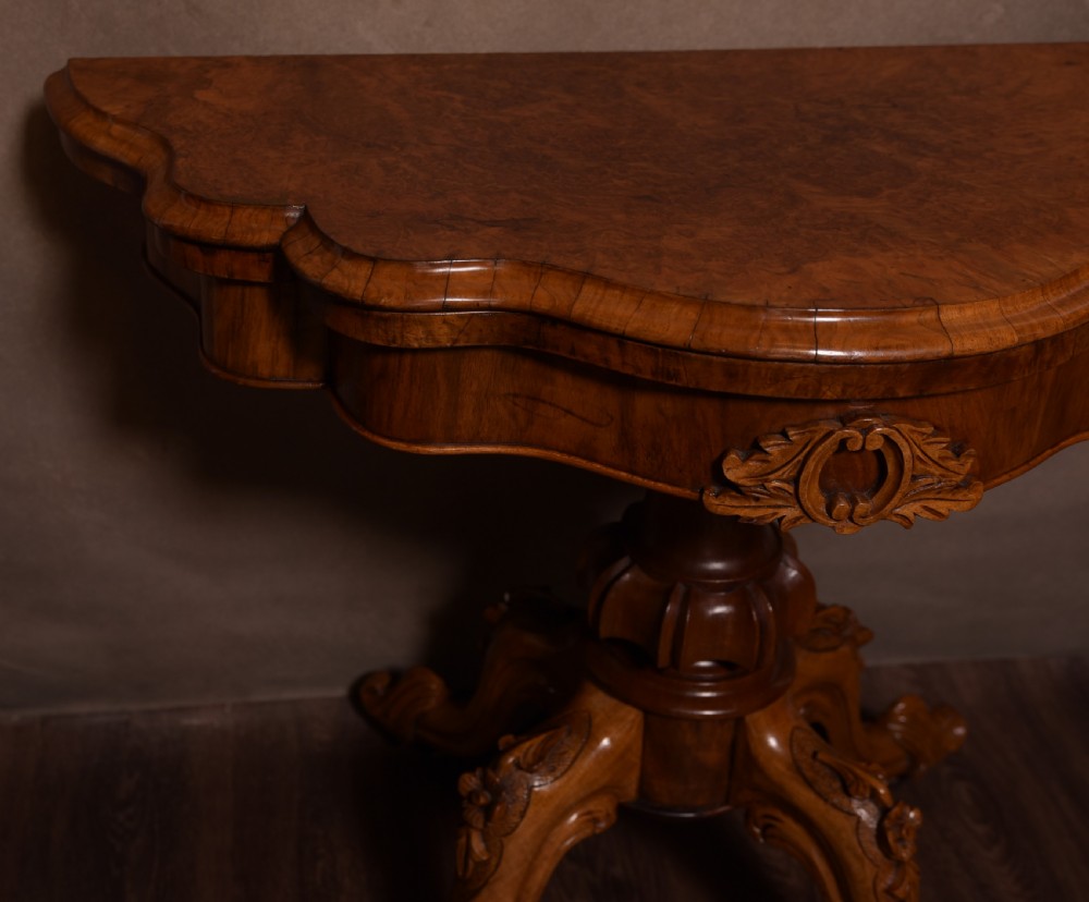 Stunning Victorian Burr Walnut Card Table View XII