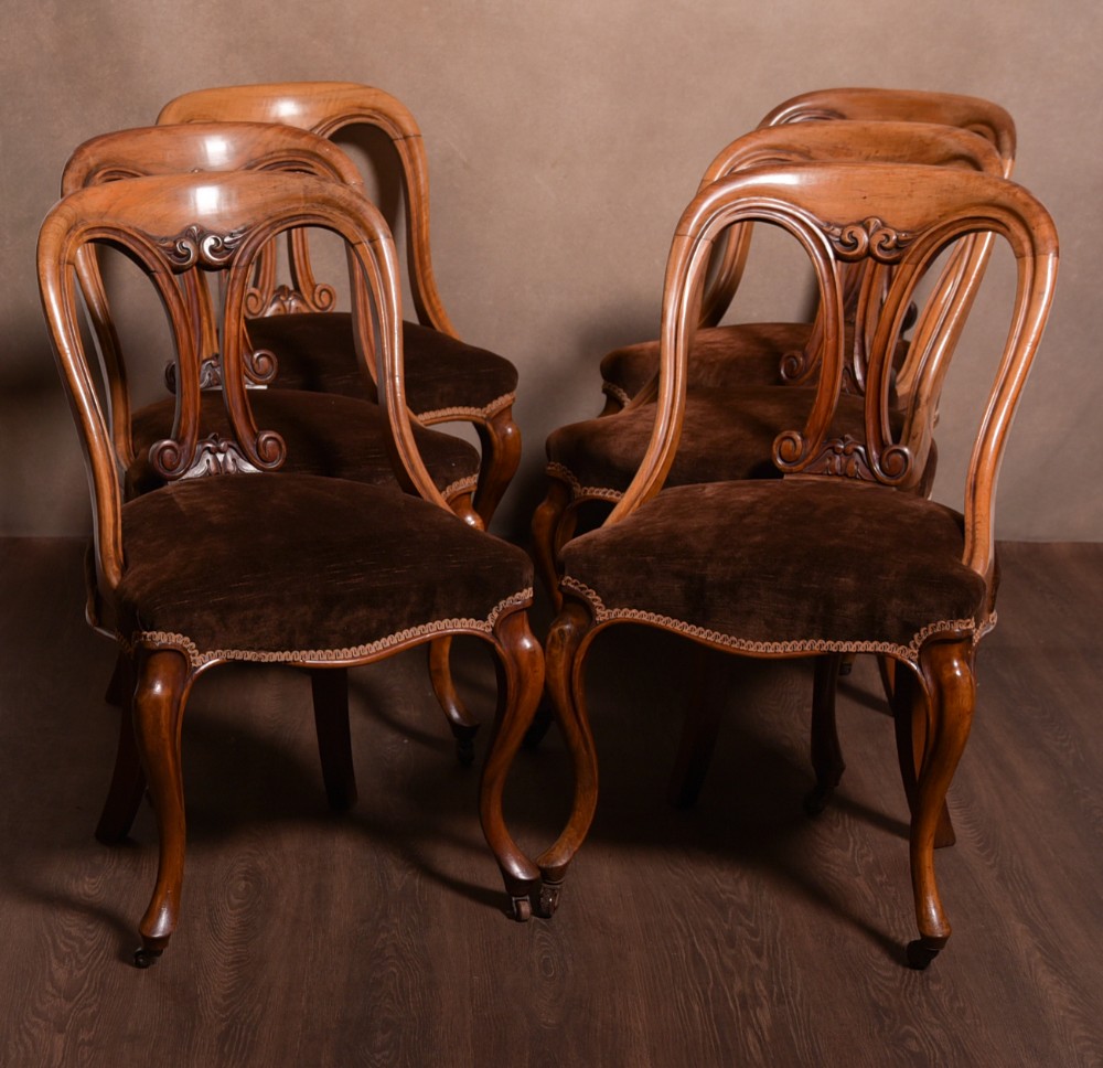 Stunning set of 6 Victorian Walnut cabriole legs chairs