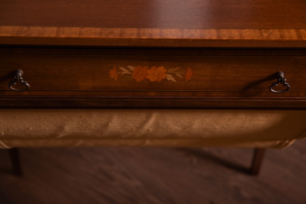 Edwardian inlaid Mahogany sewing work table  View V