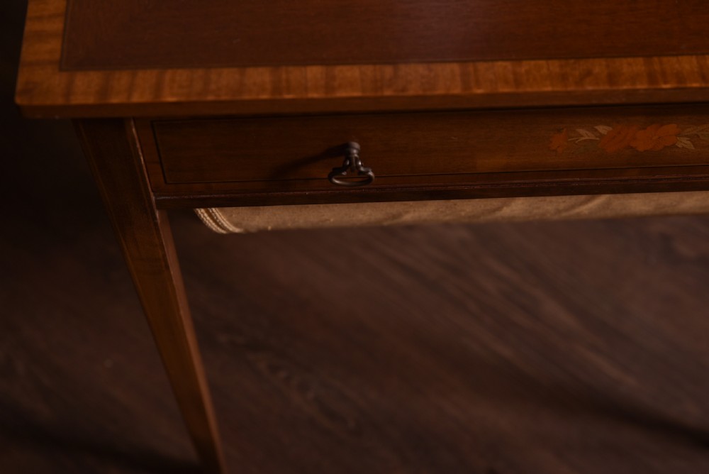Edwardian inlaid Mahogany sewing work table  View XII