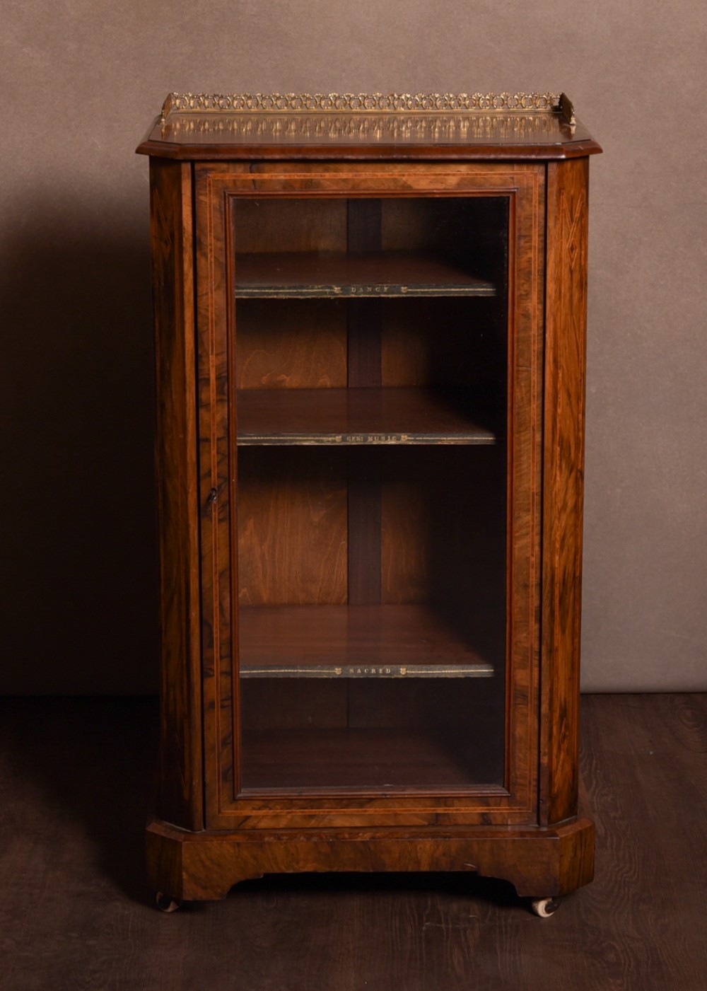 Victorian inlaid Burr Walnut Music Cabinet 