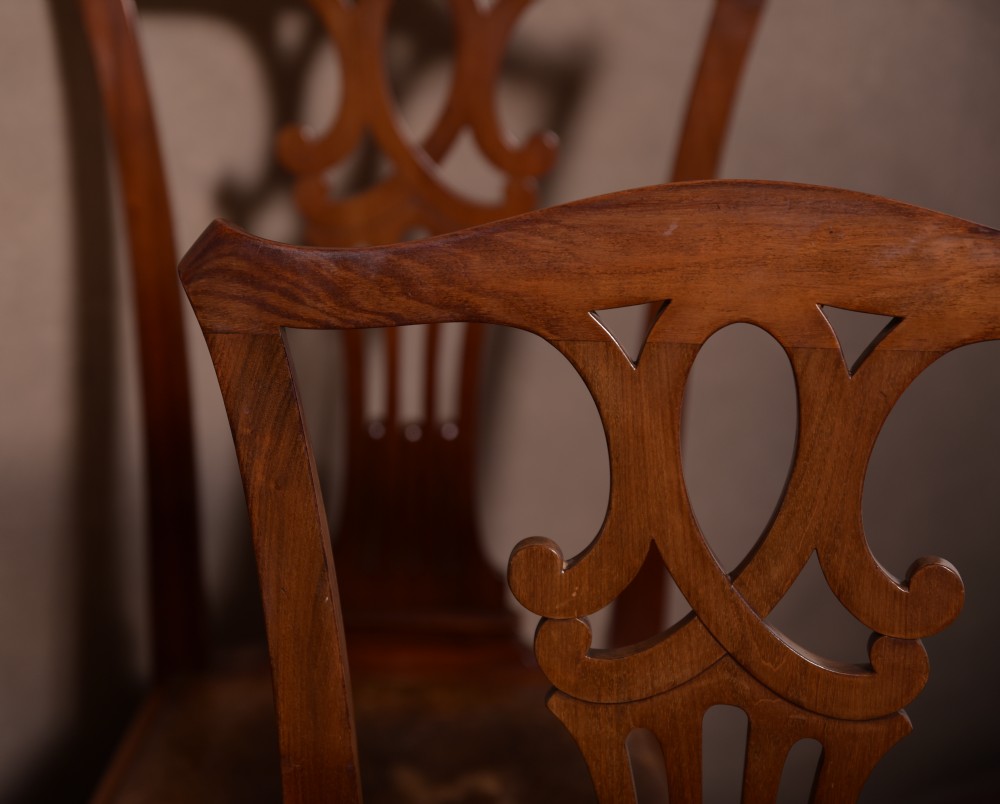 Handsome set o 6 Chippendale design mahogany dining room chairs View V