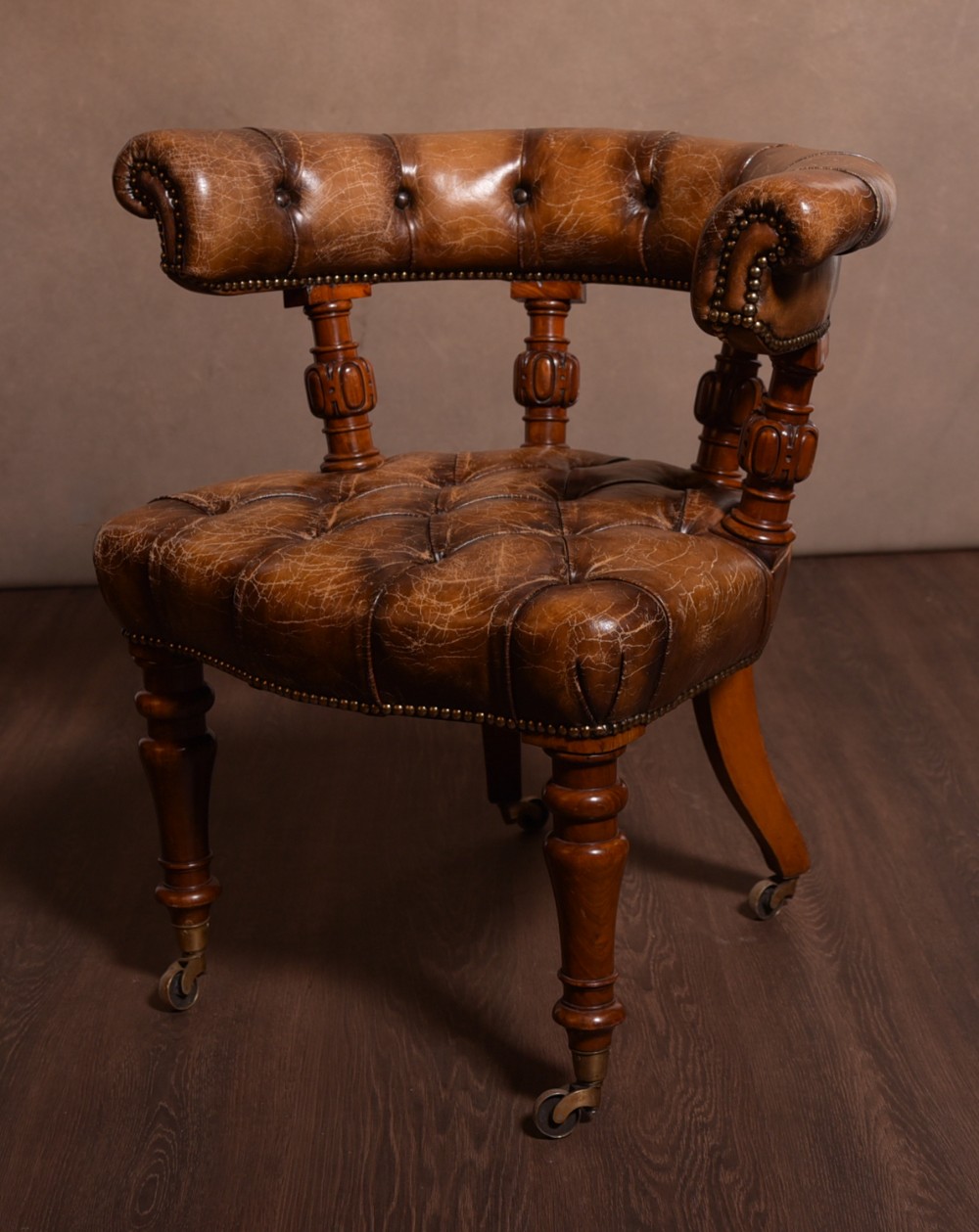 Fabulous Victorian mahogany and leather desk chair