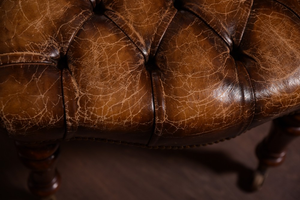 Fabulous Victorian mahogany and leather desk chair View V