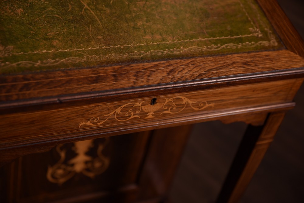 Edwardian inlaid rosewood davenport View XI