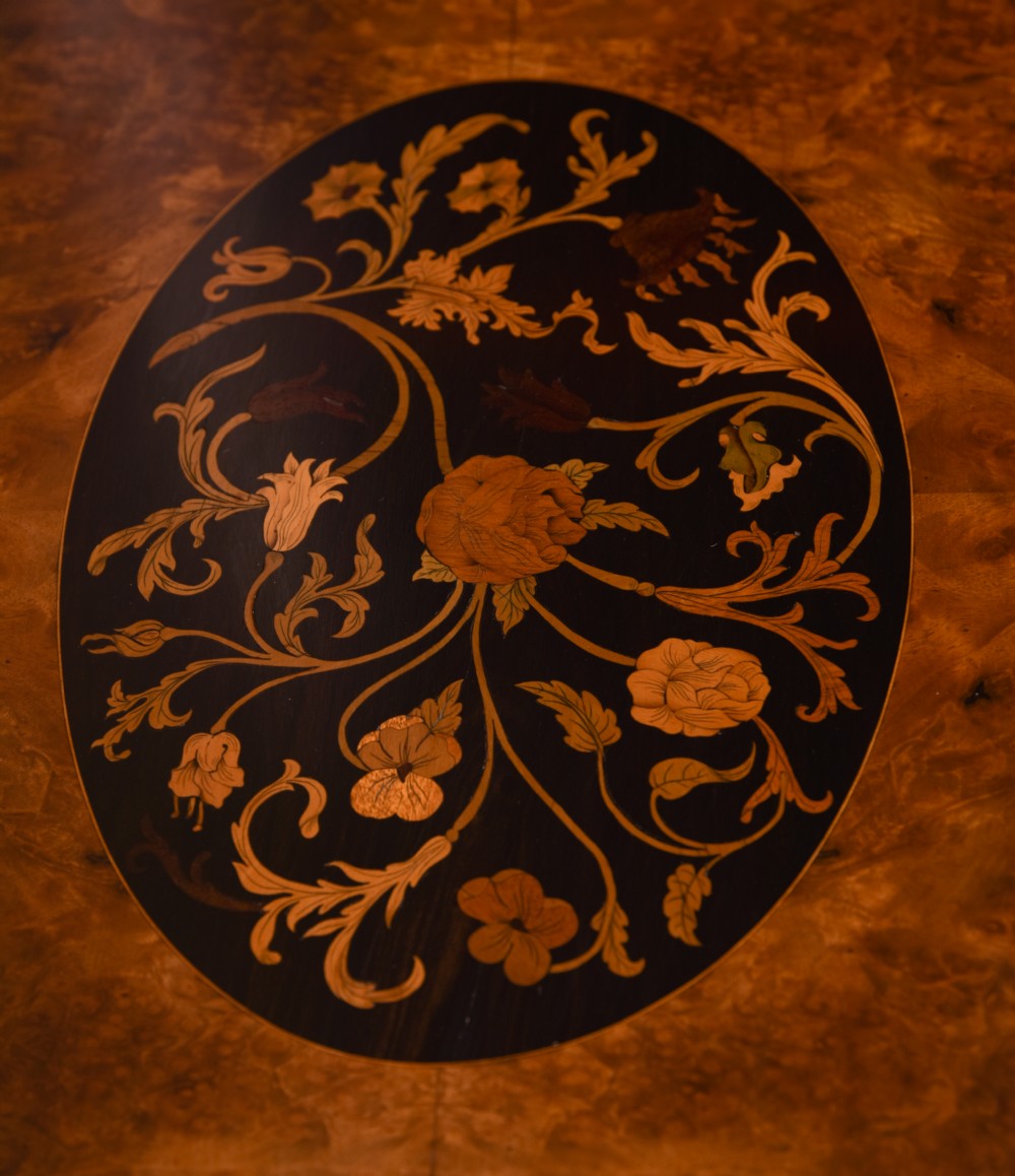 Fabulous French walnut and Marquetry Centre table  View III