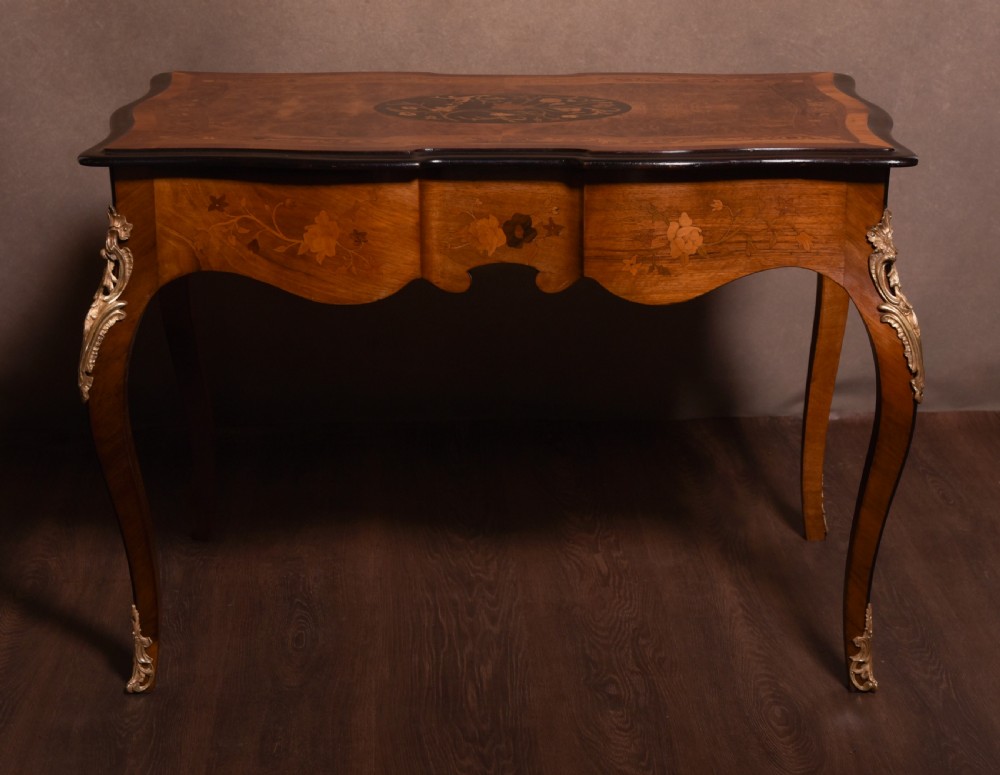 Fabulous French walnut and Marquetry Centre table  View IX
