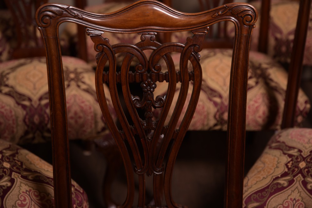 Stunning set 8 Chippendale style mahogany dining chairs View III