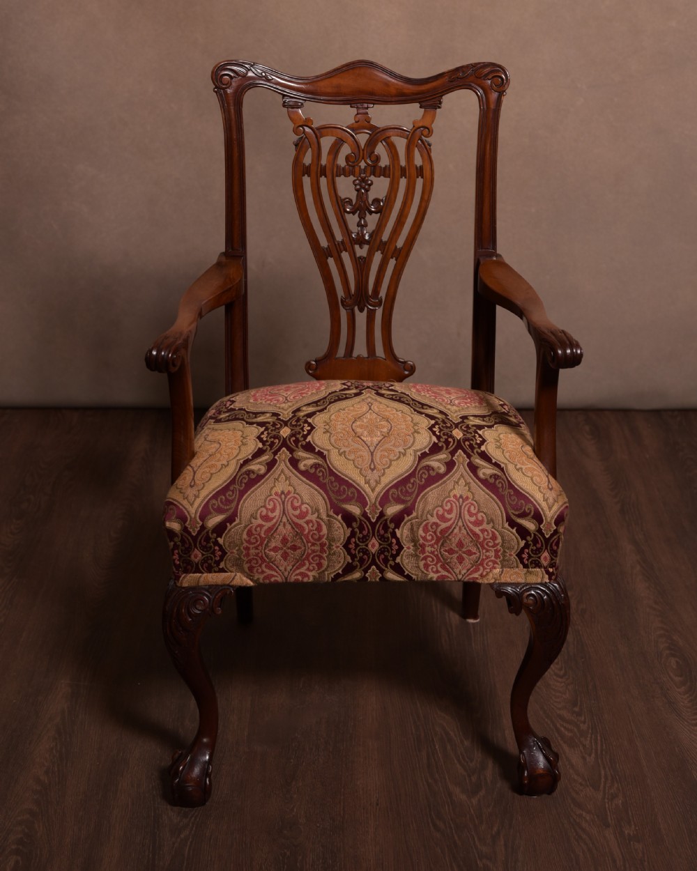 Stunning set 8 Chippendale style mahogany dining chairs View IX