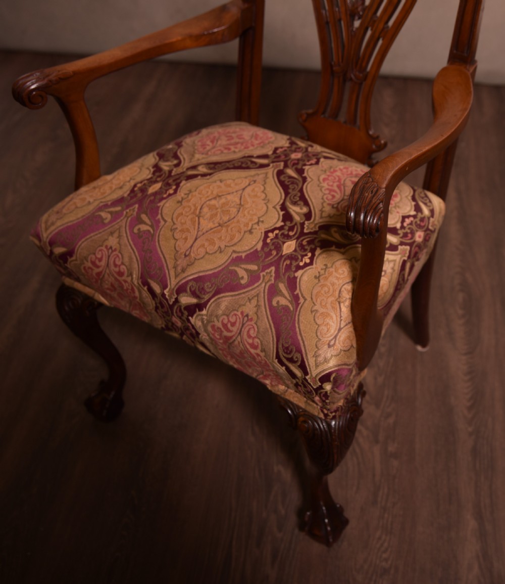 Stunning set 8 Chippendale style mahogany dining chairs View XII
