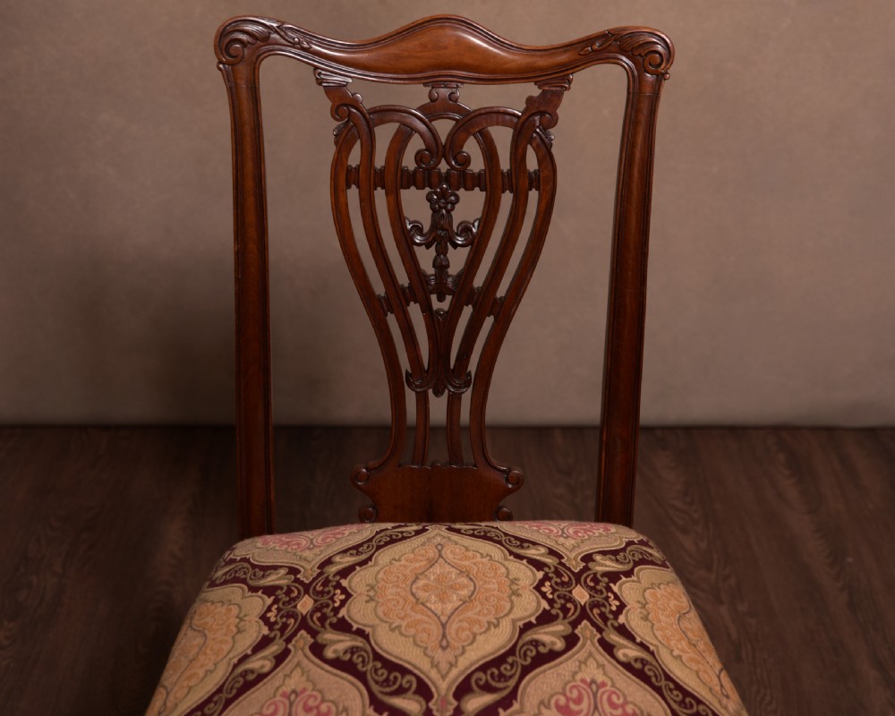Stunning set 8 Chippendale style mahogany dining chairs View XV
