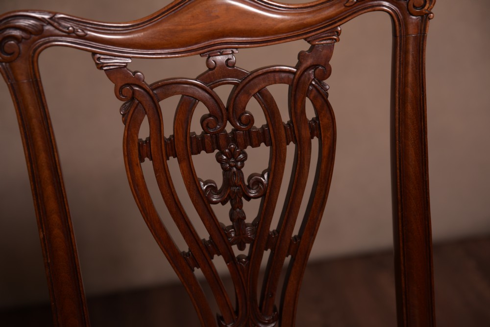 Stunning set 8 Chippendale style mahogany dining chairs View XVIII