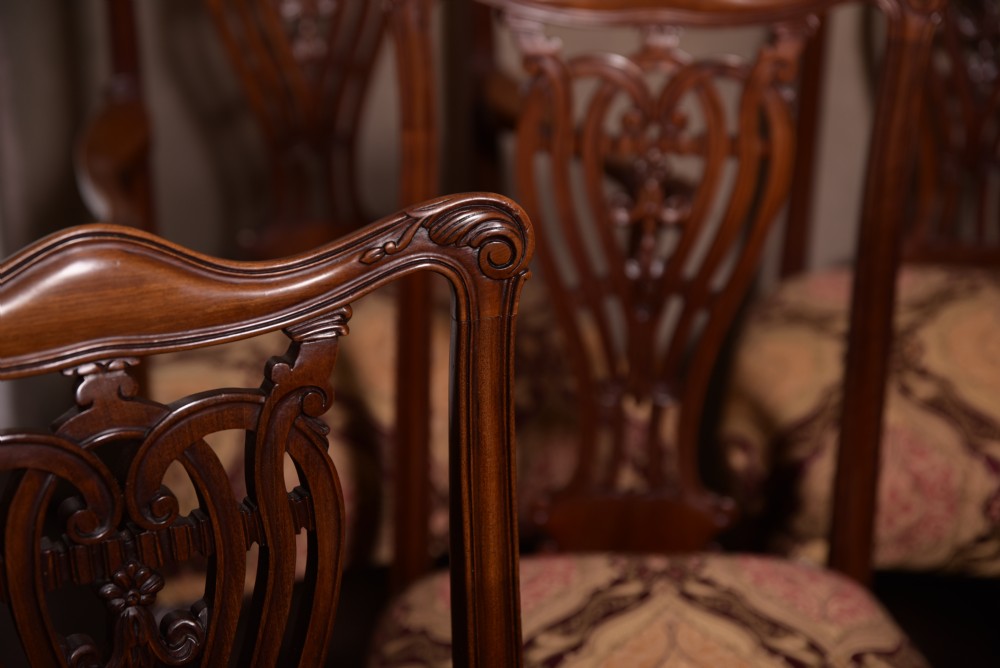 Stunning set 8 Chippendale style mahogany dining chairs View XXI