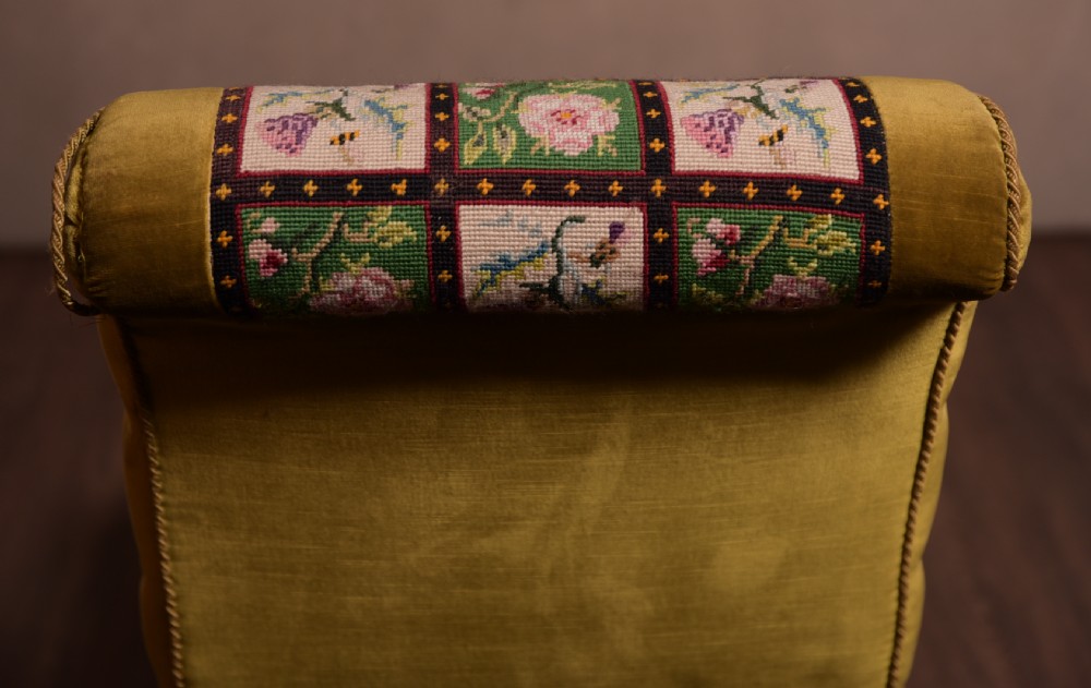 Victorian Tapestry covered lounge chair  View X