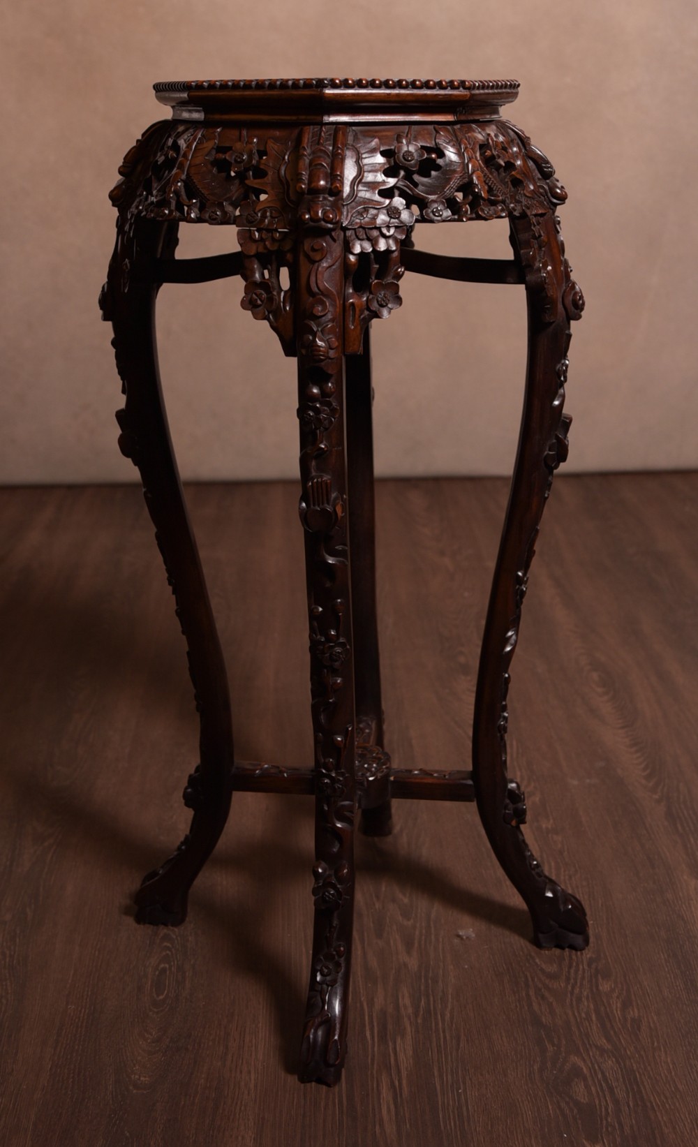 19th century Chinese carved hardwood jardiniere stand 