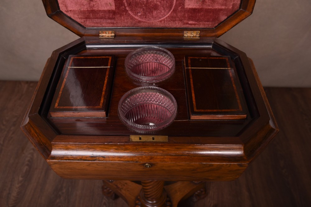 Stunning William IV Rosewood teapoy View VII