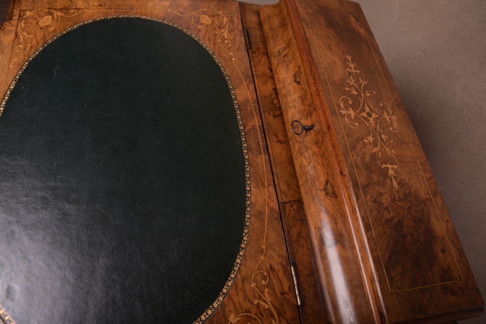 Superb Victorian inlaid Burr walnut Davenport View XVII