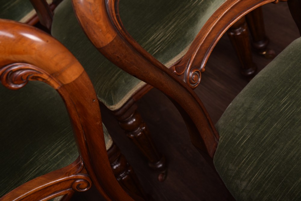 Set of 8 Victorian Fantastic quality Mahogany Balloon back chairs View II