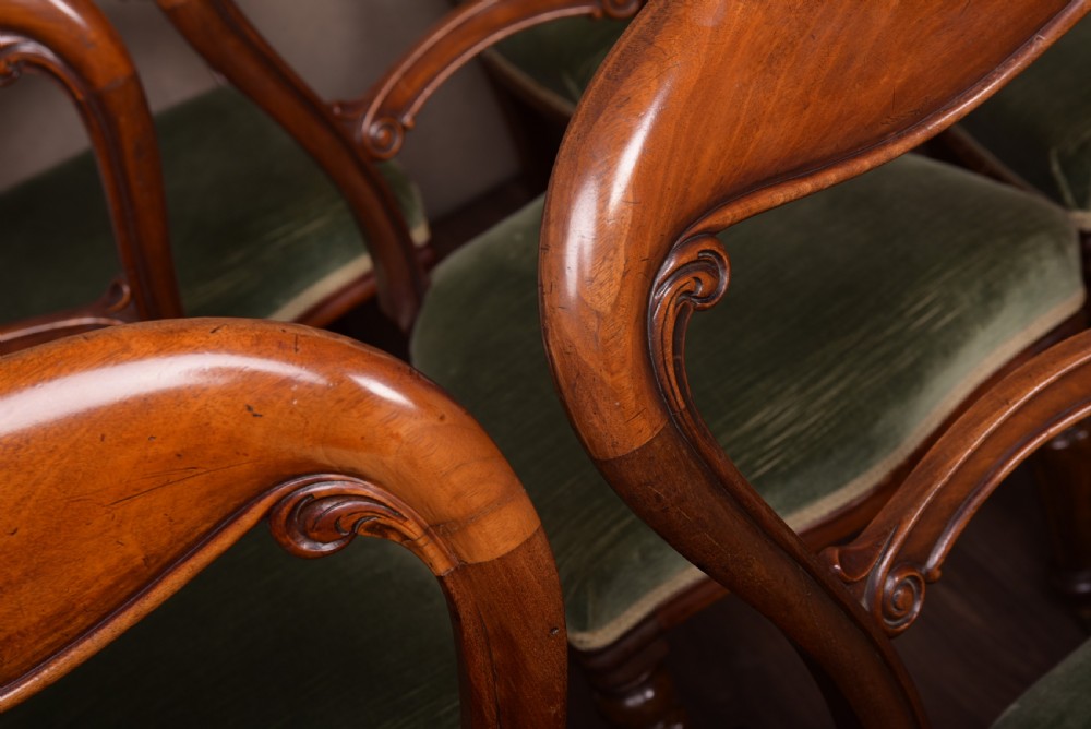 Set of 8 Victorian Fantastic quality Mahogany Balloon back chairs View III