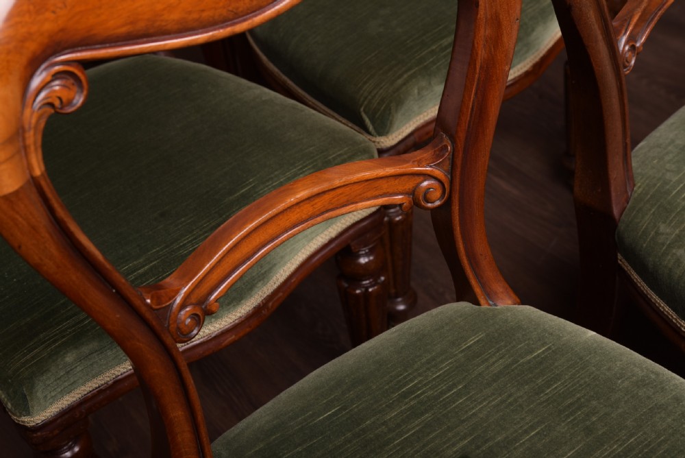 Set of 8 Victorian Fantastic quality Mahogany Balloon back chairs View IV
