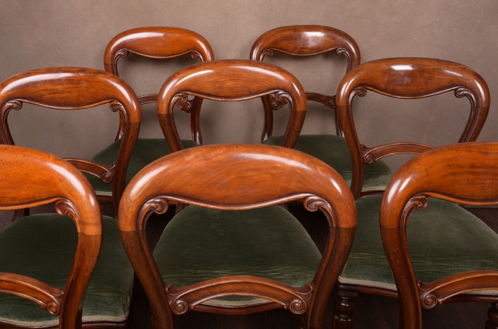 Set of 8 Victorian Fantastic quality Mahogany Balloon back chairs View VI
