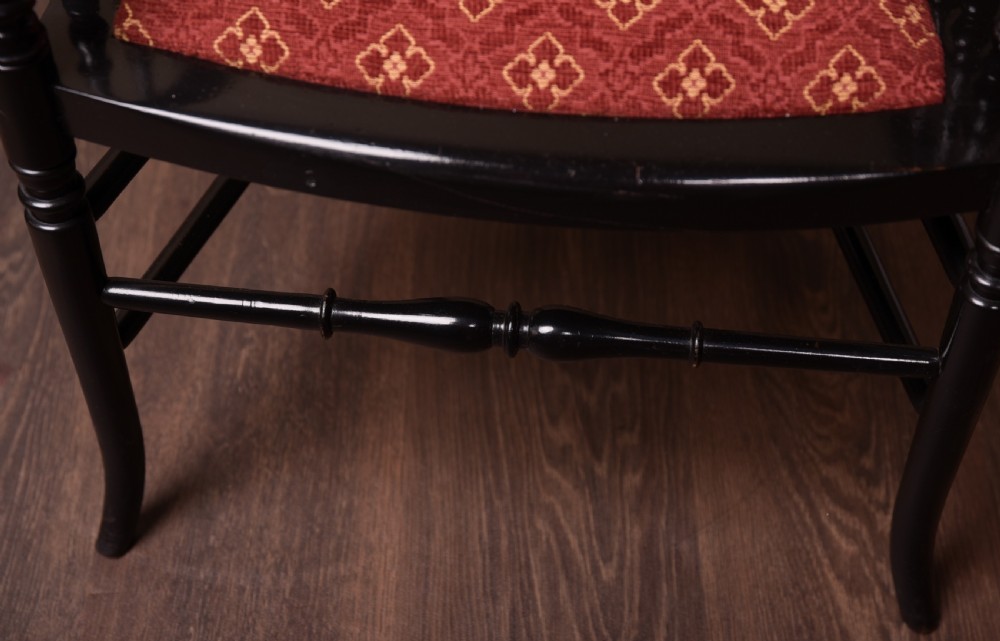 Charming Edwardian Ebonised arm chair View VI