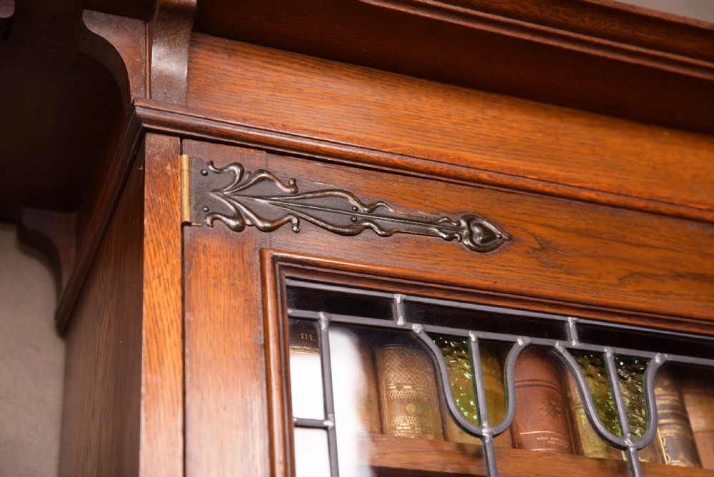 Fantastic Oak Art Nouveau Bookcase View V