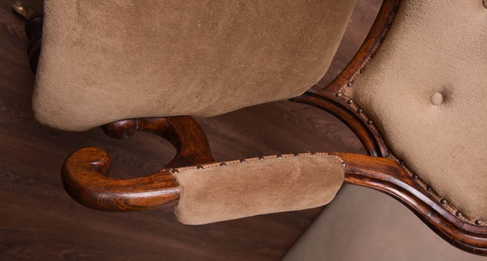 Victorian oak button back desk chair View XII
