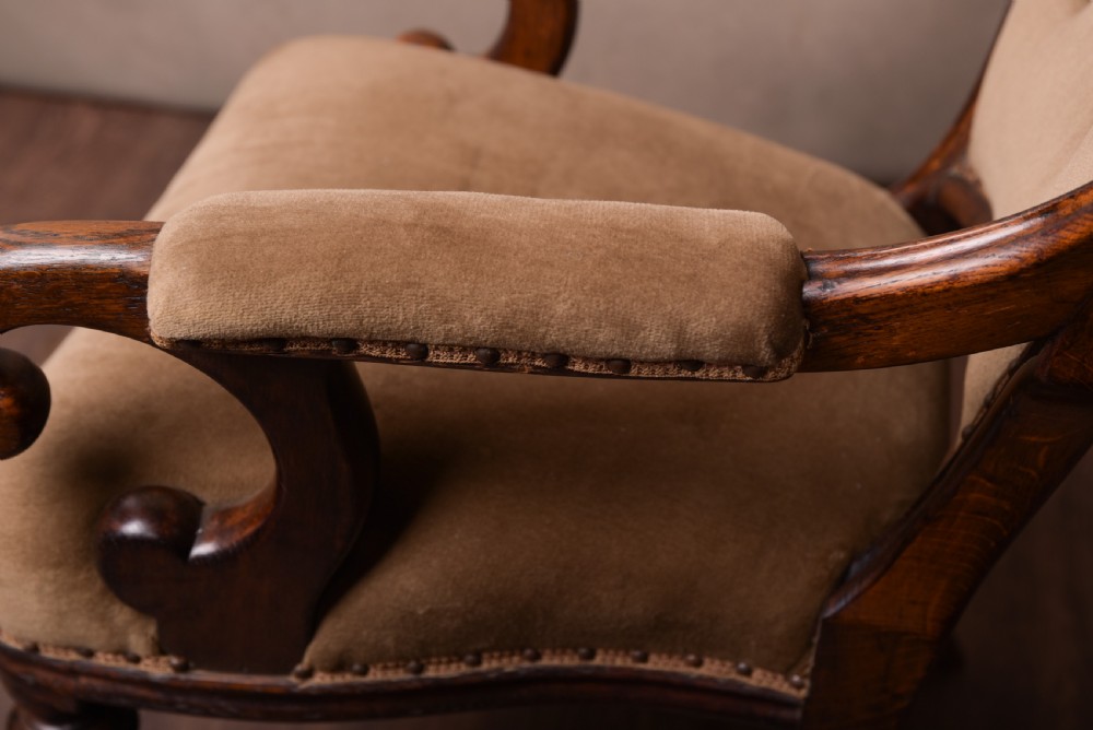 Victorian oak button back desk chair View XIII