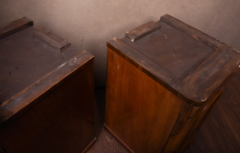 Pair of Victorian Marble top walnut bedside cabinets View XI
