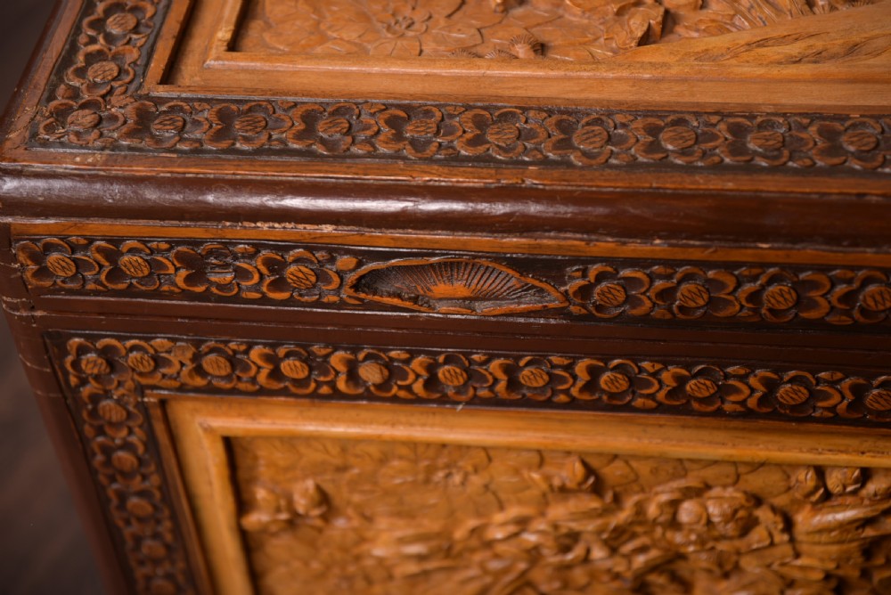 Chinese carved camphor wood storage chest  View XIV