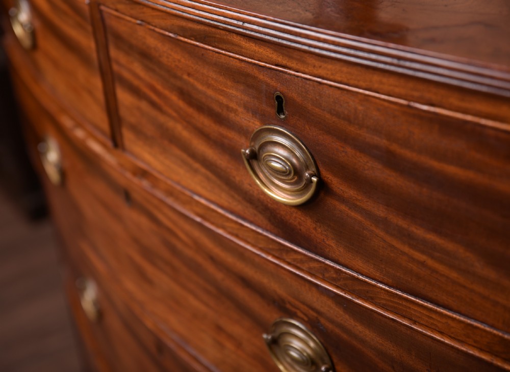 Georgian Mahogany 2 over 3 bow front chest of drawers View IV