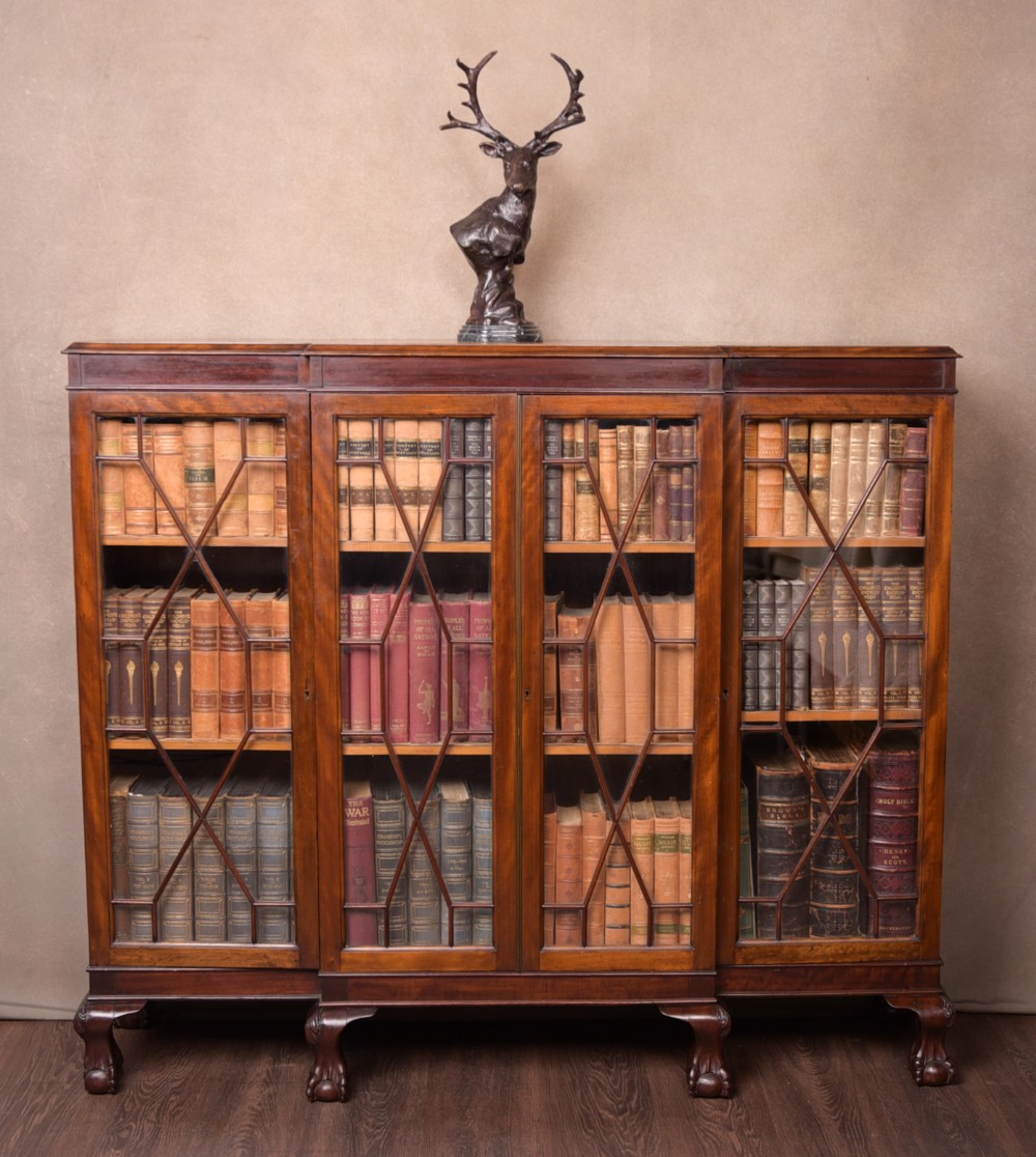 Edwardian Mahogany 4 door break front bookcase