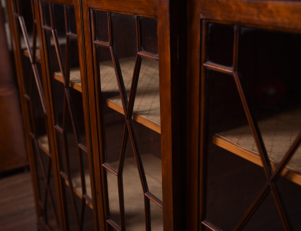 Edwardian Mahogany 4 door break front bookcase View X