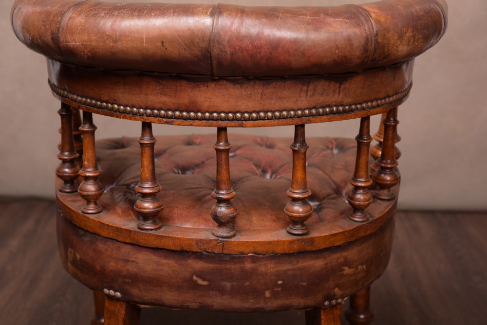 Victorian oak Chesterfield style desk chair View VIII