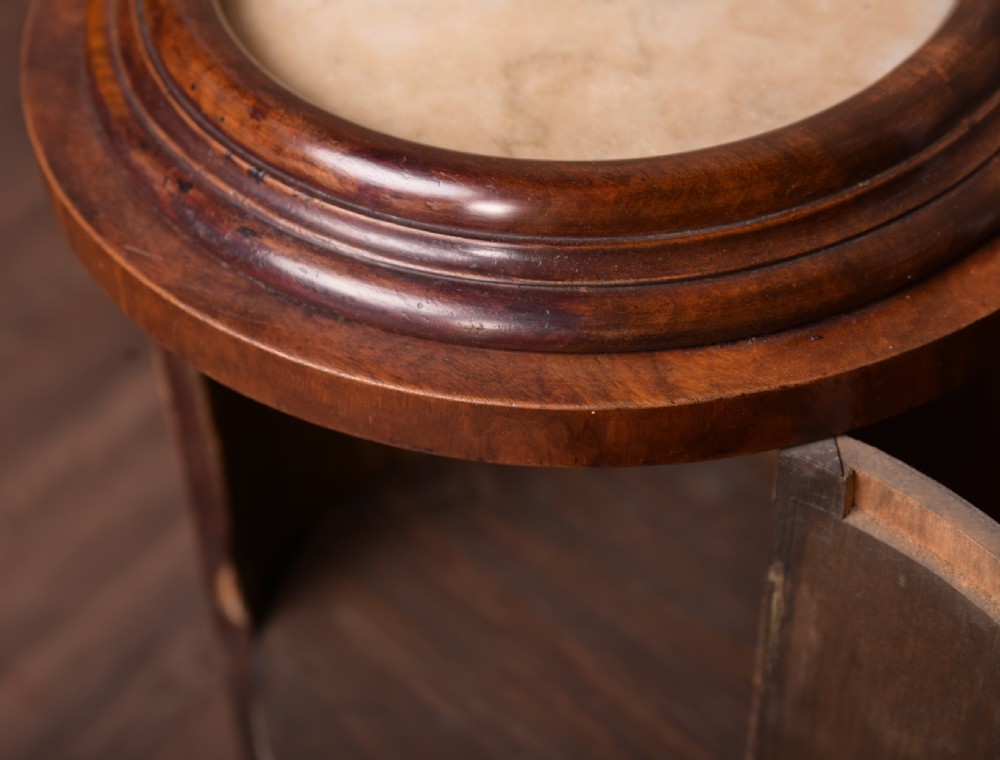 Victorian Mahogany marble top cylindrical bedside cabinet  View VI