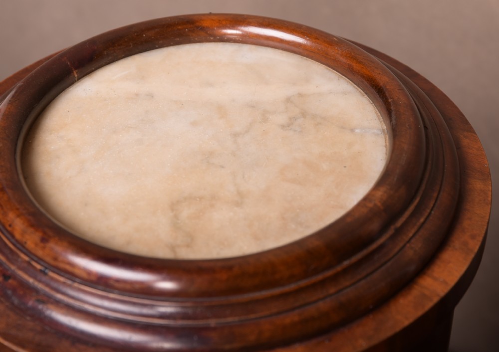Victorian Mahogany marble top cylindrical bedside cabinet  View VII